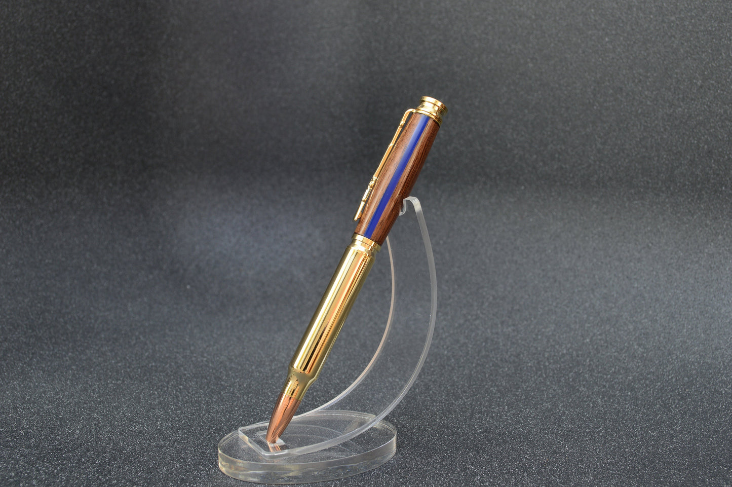 Thin Blue Line Law Enforcement Gold Bullet Twist Pen in North Georgia Walnut