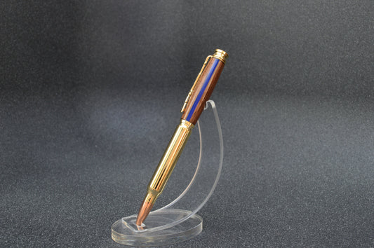 Thin Blue Line Law Enforcement Gold Bullet Twist Pen in North Georgia Walnut