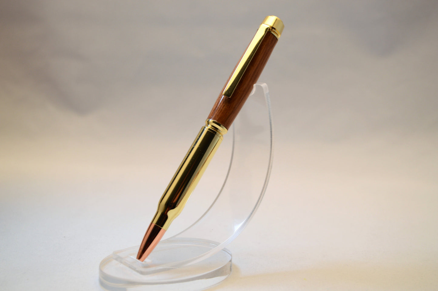 Whiskey Barrel Twist Bullet Pen in Gold Finish With Velvet Pouch.