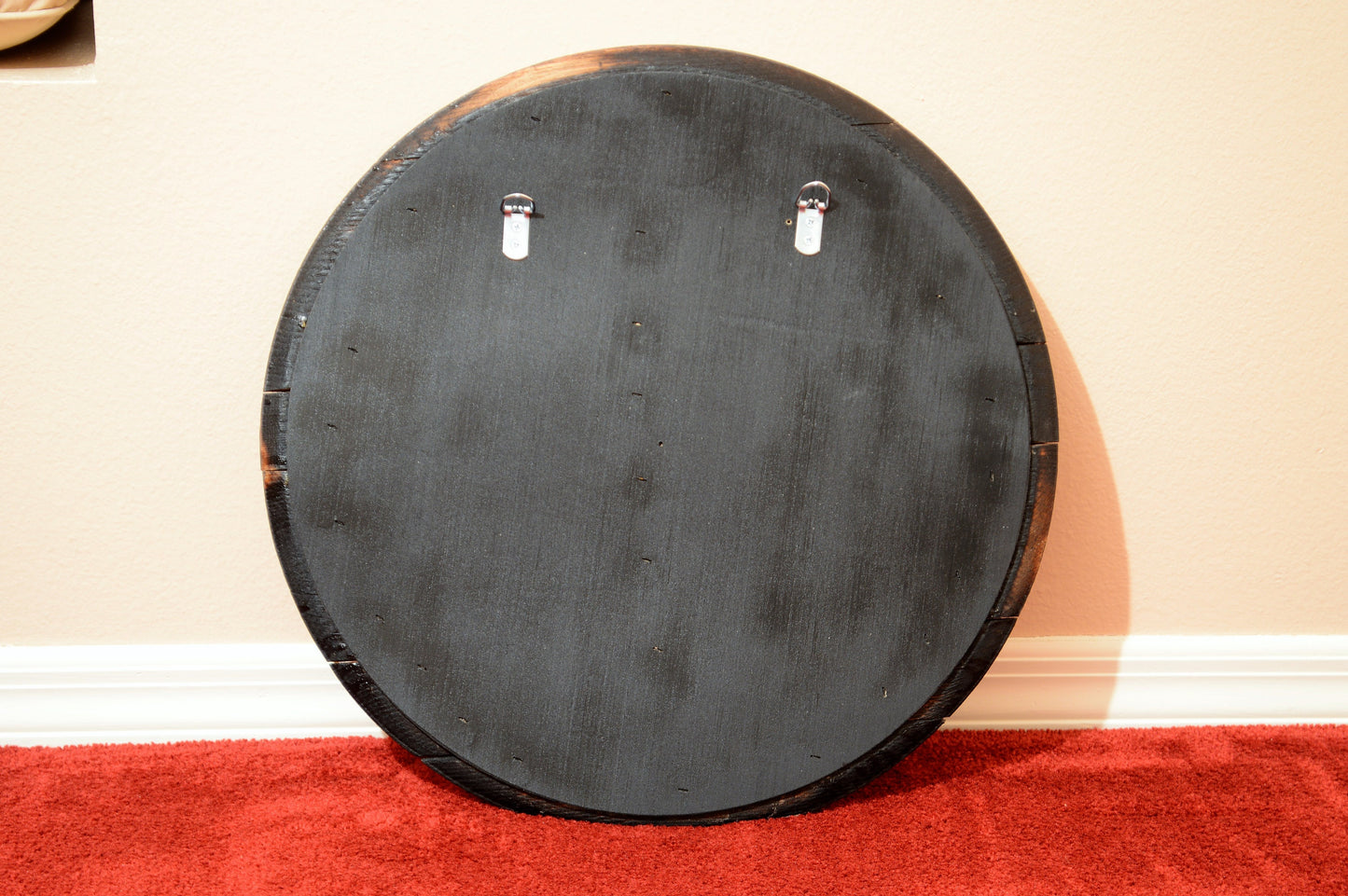 Laser Engraved Whiskey Barrel Head Wall Hanging, Wall Art From A Used Jack Daniels Oak Whiskey Barrel