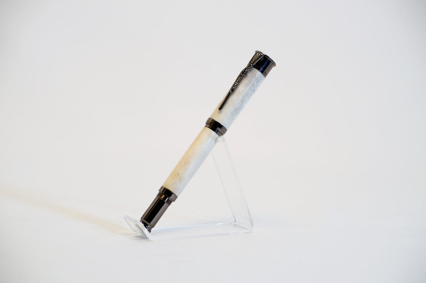 Over and Under Rollerball Bullet Pen Handcrafted with Deer Antler in Gunmetal Finish