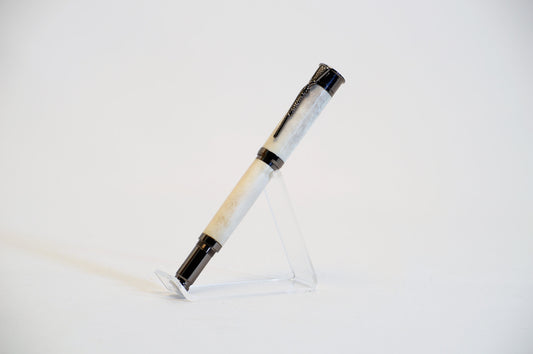 Over and Under Rollerball Bullet Pen Handcrafted with Deer Antler in Gunmetal Finish