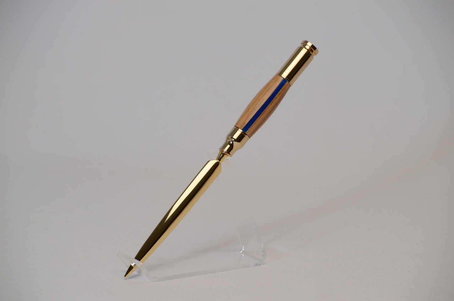Thin Blue Line  Bullet Letter Opener  in Oak With a  Gold Finish