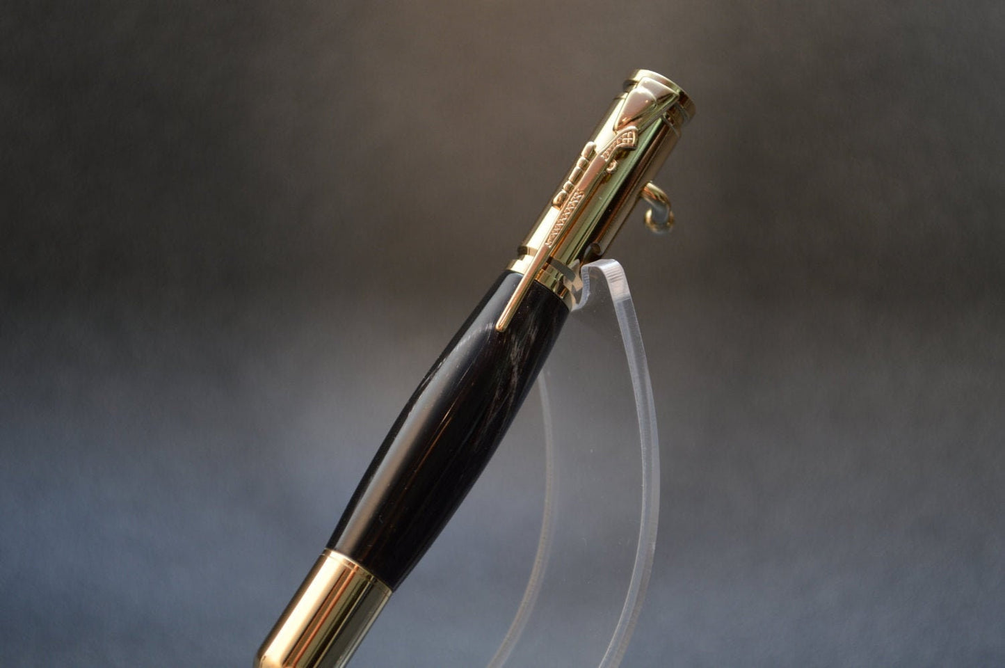 Indian River Buffalo Horn Bolt Action Bullet Pen in Gold Finish with Velvet Pouch