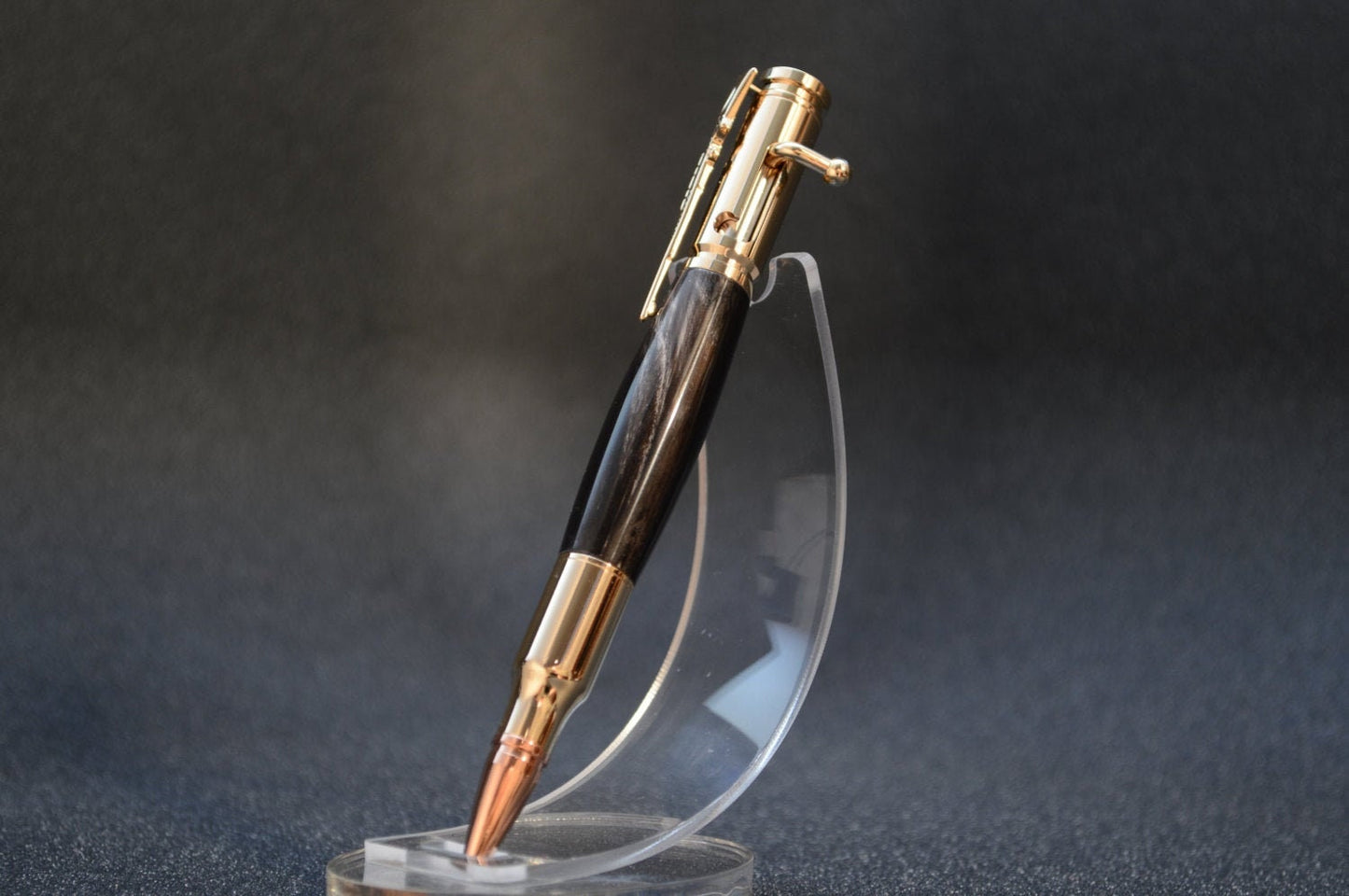 Indian River Buffalo Horn Bolt Action Bullet Pen in Gold Finish with Velvet Pouch