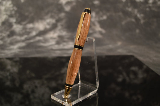 Whiskey Barrel Cigar Style Twist Pen - Gold Finish & Black Trim
