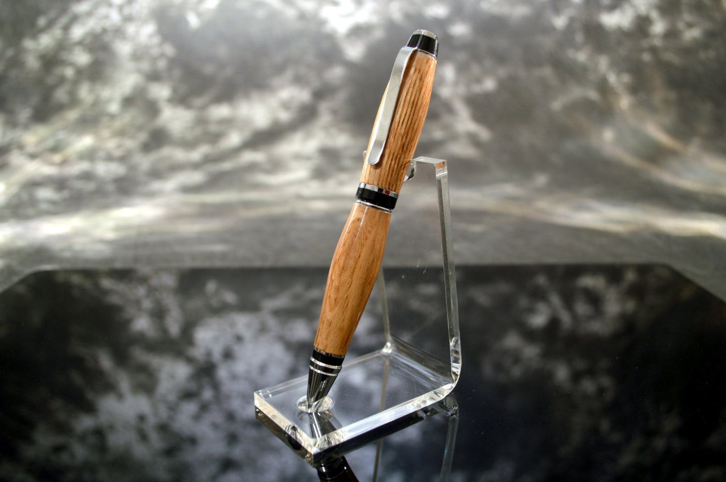 Whiskey Barrel Cigar Style Twist Pen with Chrome Finish and Black Trim