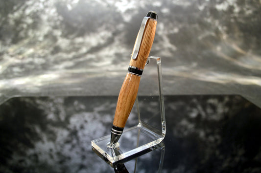 Whiskey Barrel Cigar Style Twist Pen with Chrome Finish and Black Trim