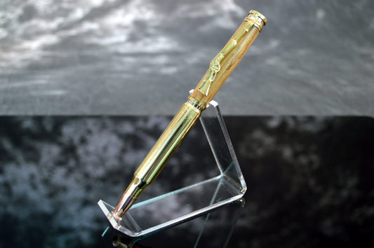 Handcrafted Whiskey Barrel Bullet Twist Pen in Gold Finish