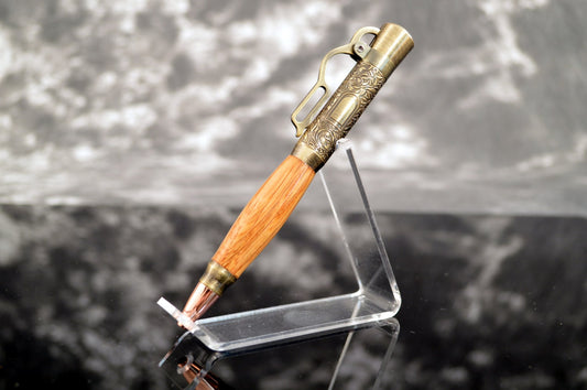 Whiskey Barrel Lever Action Bullet Pen in Antique Brass Finish