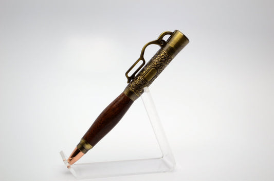 North Georgia Walnut Lever Action Bullet Pen - Antique Brass Finish