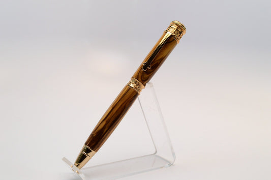 Faith Hope Love Pen Made With Olivewood from the Holy Land With Gold Finish