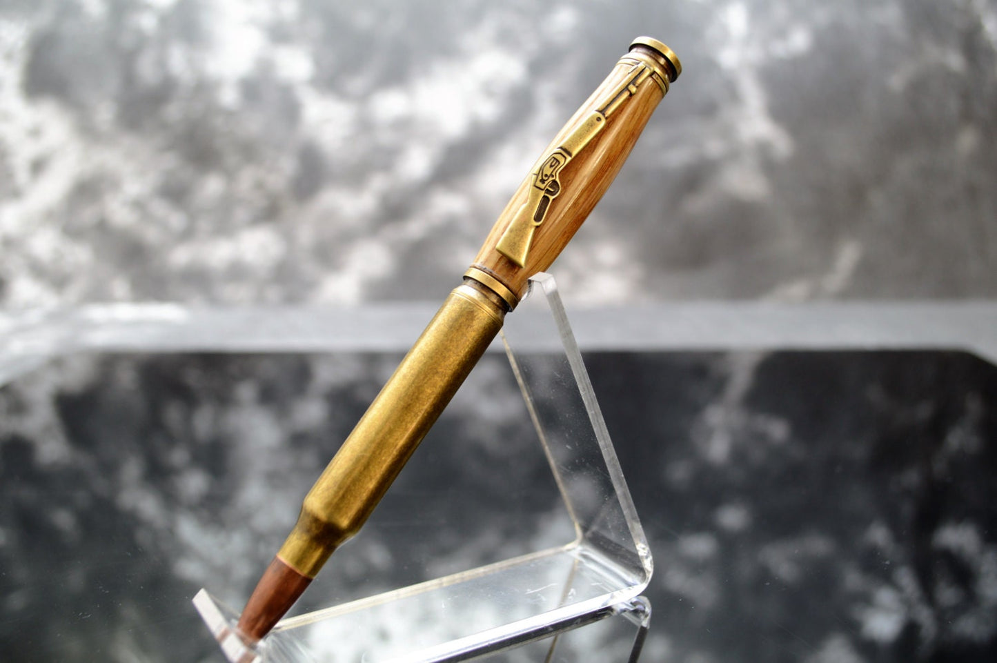 Whiskey Barrel Bullet Twist Pen in Antique Brass Finish