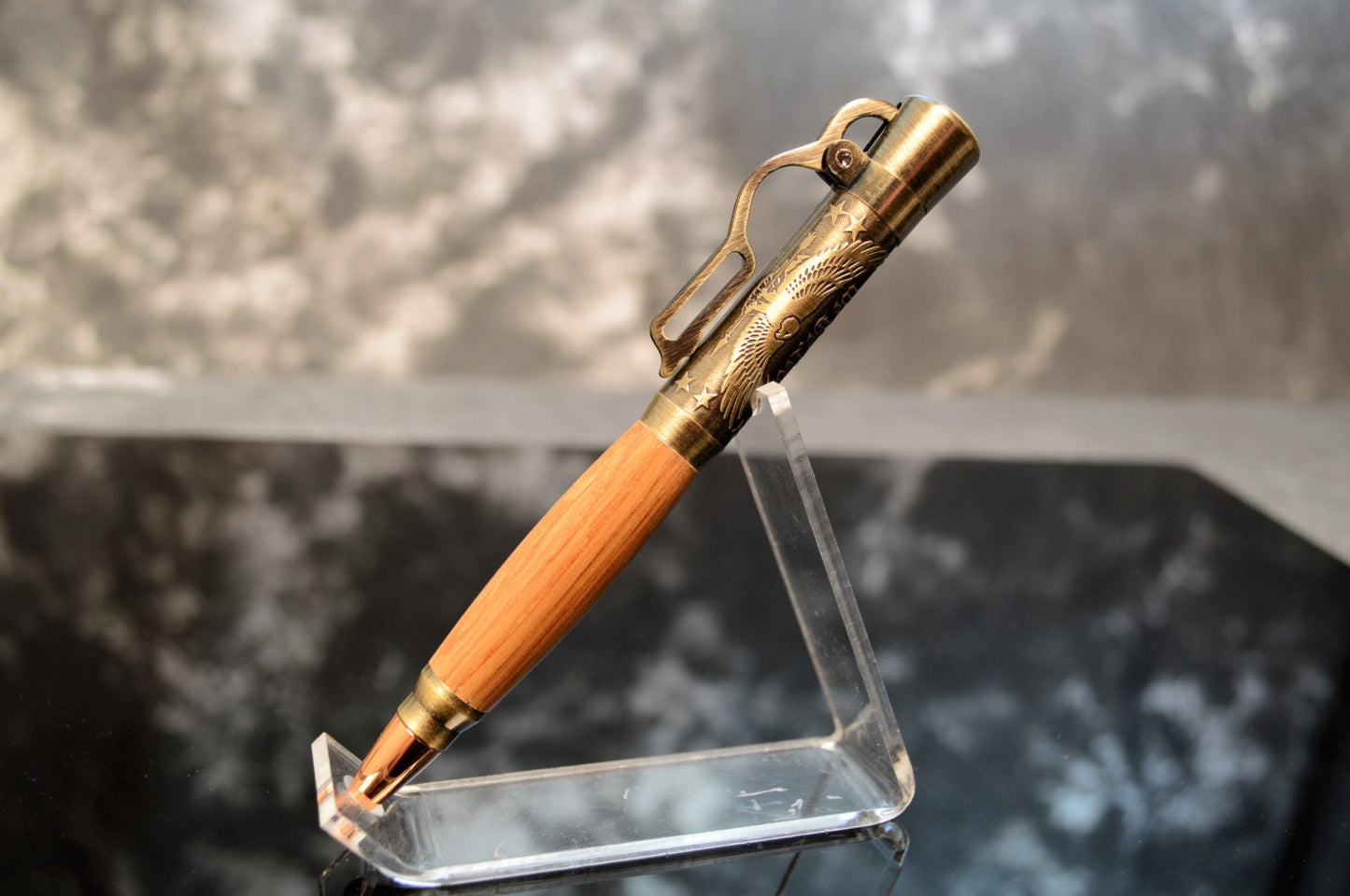 Whiskey Barrel "American Pride" Lever Action Bullet Pen in Antique Brass Finish