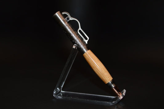 Whiskey Barrel Lever Action Bullet Pen in Antique Silver Finish