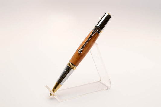 Majestic Squire Twist Pen in Lebanese Cedar with Gold Titanium, Chrome, and Swarovski Crystal